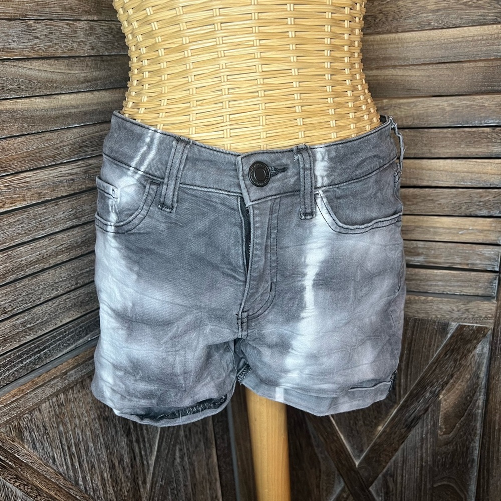Gray Tie-Dye Denim Shorts